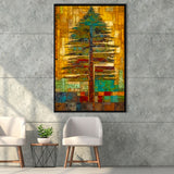 Tribal Trees In Abstract Form   Wall Decor Framed Canvas Prints Wall Art, Floating Frame, Large Canvas Home Decor