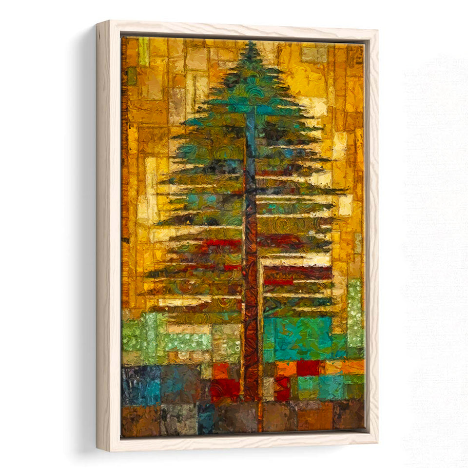 Tribal Trees In Abstract Form   Wall Decor Framed Canvas Prints Wall Art, Floating Frame, Large Canvas Home Decor