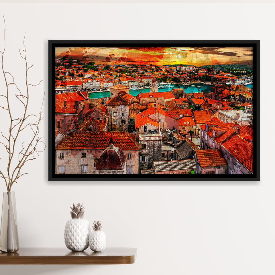 Trogir, Trogir Painting, Trogir Wall Art, Framed Canvas Prints Wall Art Home Decor,Floating Frame, Ready to Hang