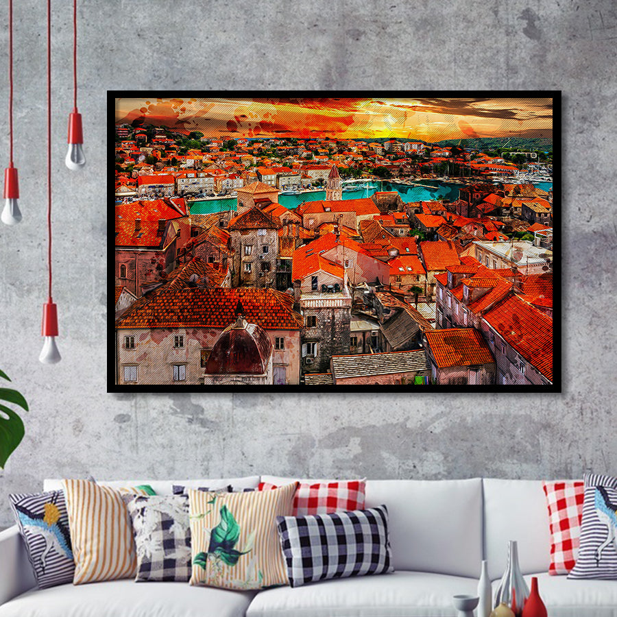 Trogir, Trogir Painting, Trogir Wall Art, Framed Art Prints Wall Art Home Decor, Ready to Hang