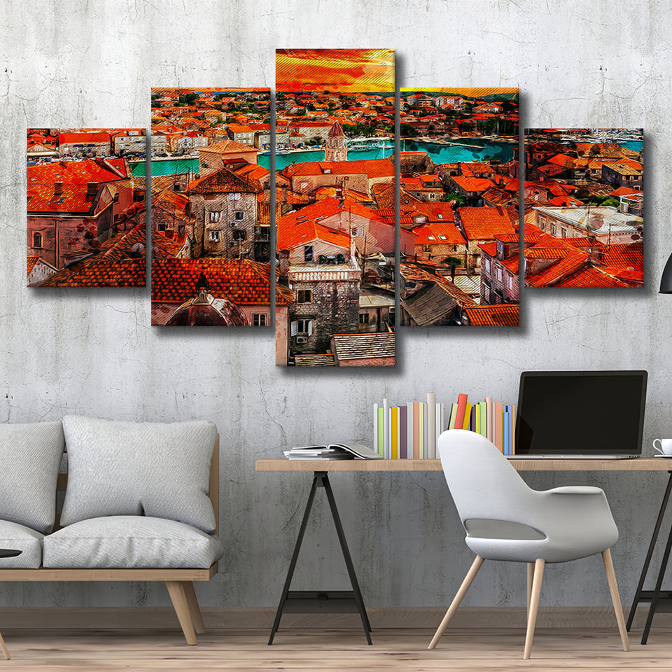 Trogir, Trogir Painting, Trogir Wall Art, Multi Panels, 5 Pieces, Canvas Prints Wall Art Home Decor