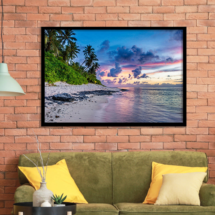 Tropical Beach, Tropical Wall Decor Framed Art Prints Wall Art Decor,Black Frame, Ready to hang