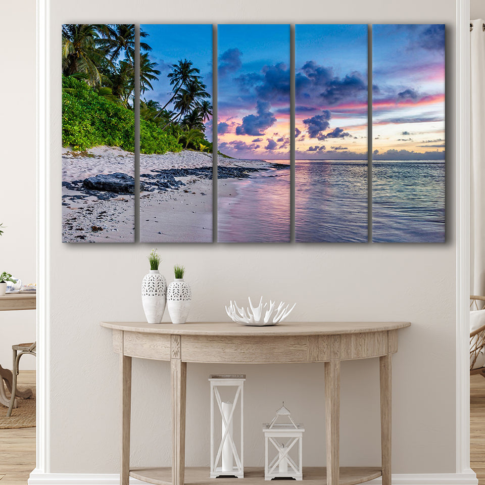Tropical Beach, Tropical Wall Decor 5 Panels B,Large Canvas,Canvas Prints Wall Art Home Decor