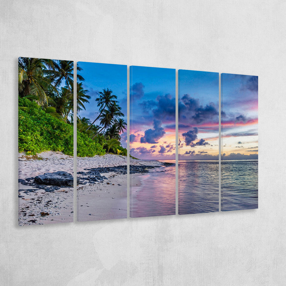 Tropical Beach, Tropical Wall Decor 5 Panels B,Large Canvas,Canvas Prints Wall Art Home Decor