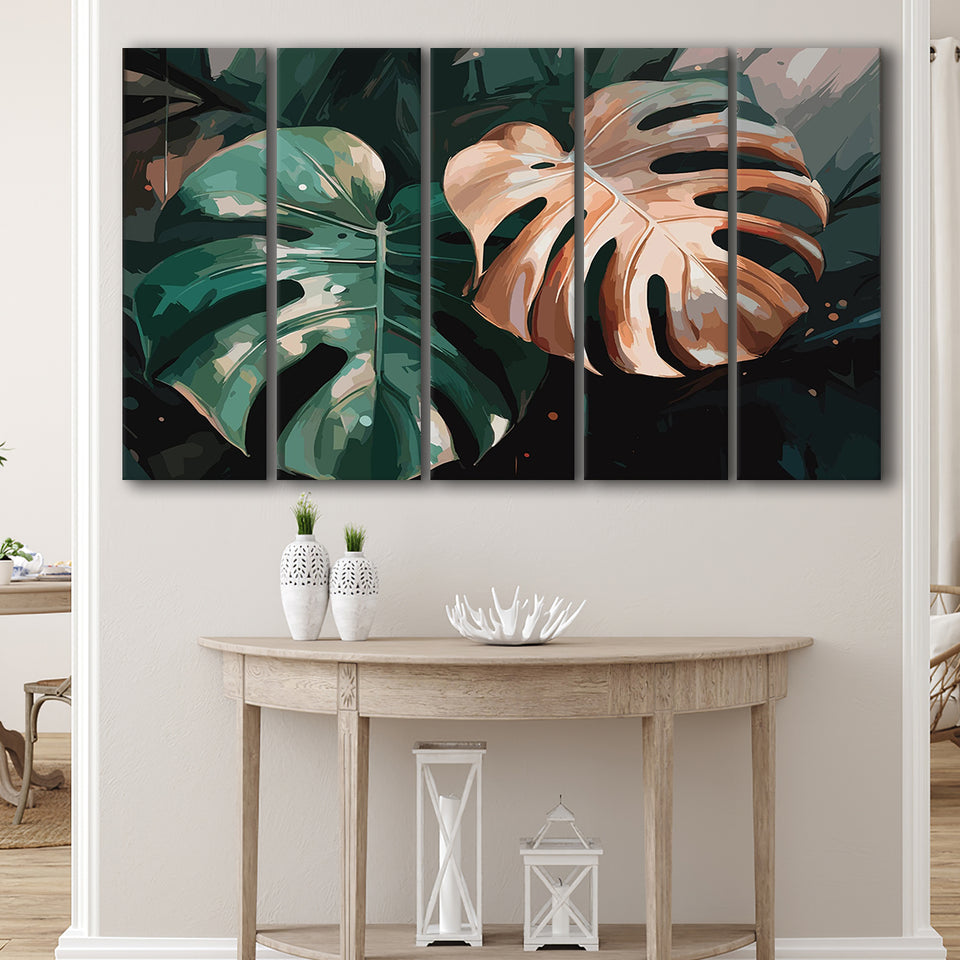 monstera canvas painting Tropical Monstera Leaf Wall Art, Tropical Leaf Water Color Painting, 5 –  UnixCanvas