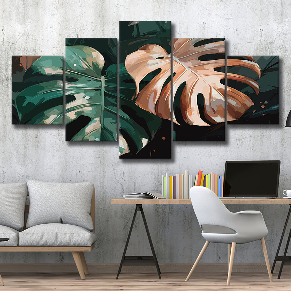 Tropical Monstera Leaf Wall Art, Tropical Leaf Water Color Painting, 5 –  UnixCanvas