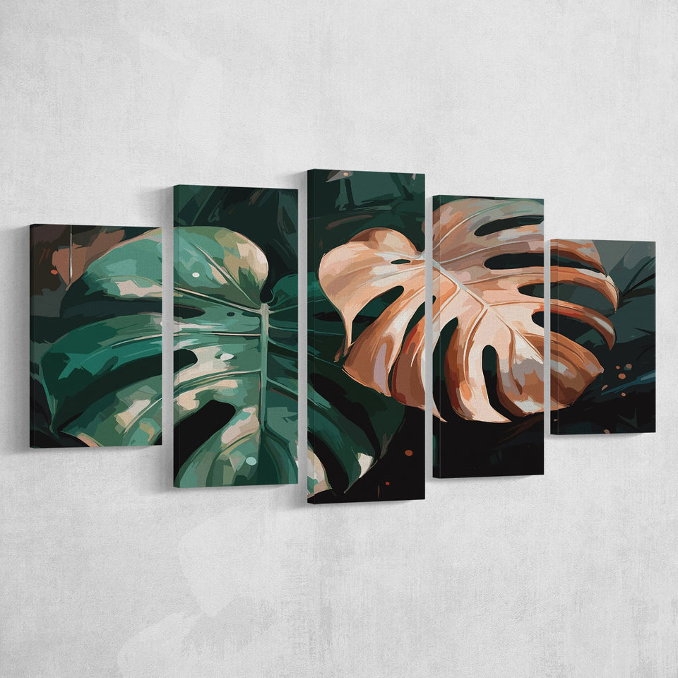 canvas monstera Tropical Monstera Leaf Wall Art, Tropical Leaf Water Color Painting, 5 –  UnixCanvas
