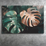 Tropical Monstera Leaf Wall Art, Tropical Leaf Water Color Painting Canvas Prints Wall Art, Home Living Room Decor, Large Canvas