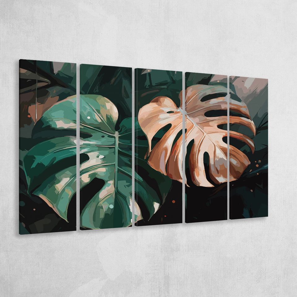 Tropical Monstera Leaf Wall Art, Tropical Leaf Water Color Painting, 5 –  UnixCanvas