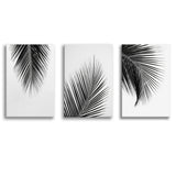 Tropical Palm Leaves Simple Minimalist Black White Canvas Prints 3 Pieces Wall Art Decor - Painting Canvas, Multi Panel, Home Decor
