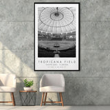 Tropicana Field Tampa Bay Rays Baseball Lovers Black And White Art Framed Canvas Prints Wall Art Home Decor, Floating Frame