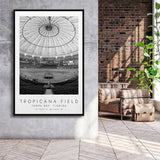 Tropicana Field Tampa Bay Rays Baseball Lovers Black And White Art Framed Canvas Prints Wall Art Home Decor, Floating Frame