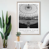 Tropicana Field Tampa Bay Rays Baseball Lovers Black And White Art Framed Canvas Prints Wall Art Home Decor, Floating Frame