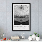 Tropicana Field Tampa Bay Rays Baseball Lovers Black And White Art Framed Canvas Prints Wall Art Home Decor, Floating Frame