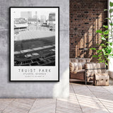 Truist Park Atlanta Braves Baseball Lovers Black And White Art Framed Canvas Prints Wall Art Home Decor, Floating Frame