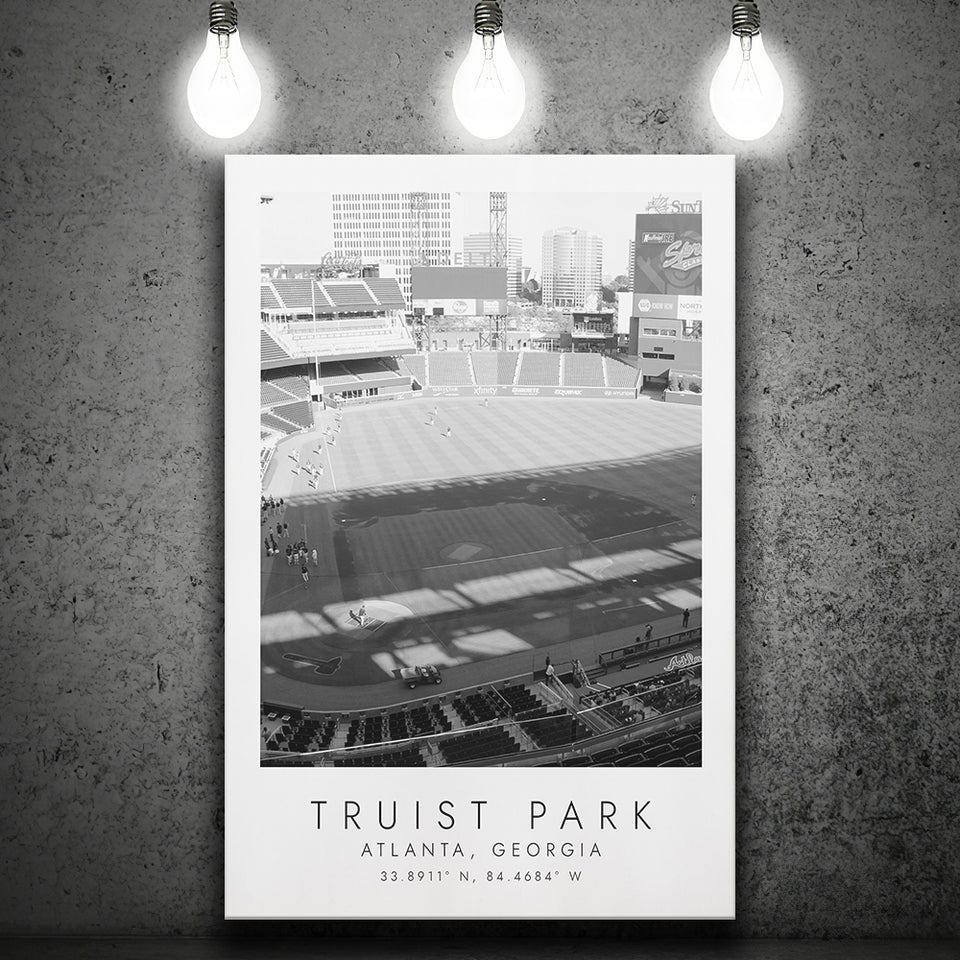 Truist Park Atlanta Braves Baseball Lovers Black And White Art Canvas Prints Wall Art Home Decor