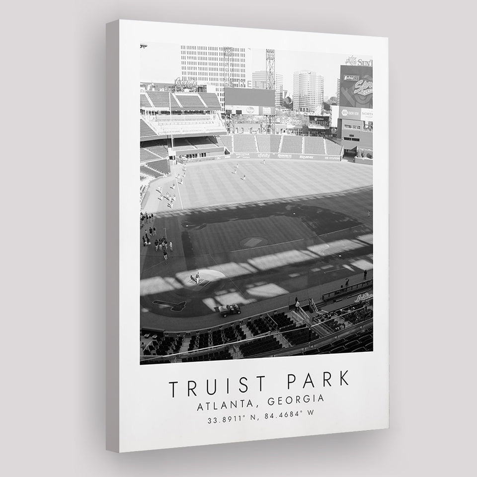 Truist Park Atlanta Braves Baseball Lovers Black And White Art Canvas Prints Wall Art Home Decor