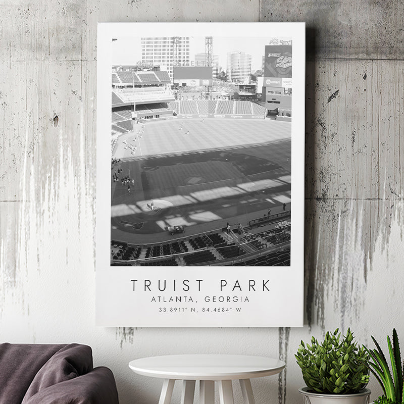 Truist Park Atlanta Braves Baseball Lovers Black And White Art Canvas Prints Wall Art Home Decor