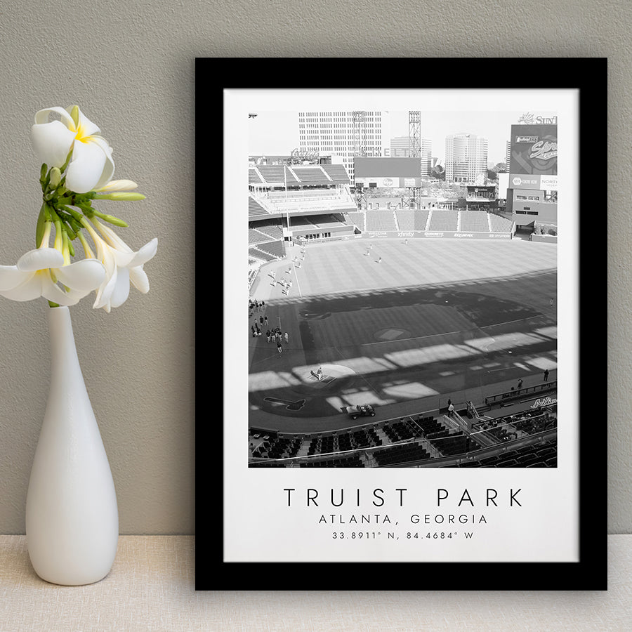 Truist Park Atlanta Braves Baseball Lovers Black And White Art Framed Art Prints Wall Art Decor, Framed Picture