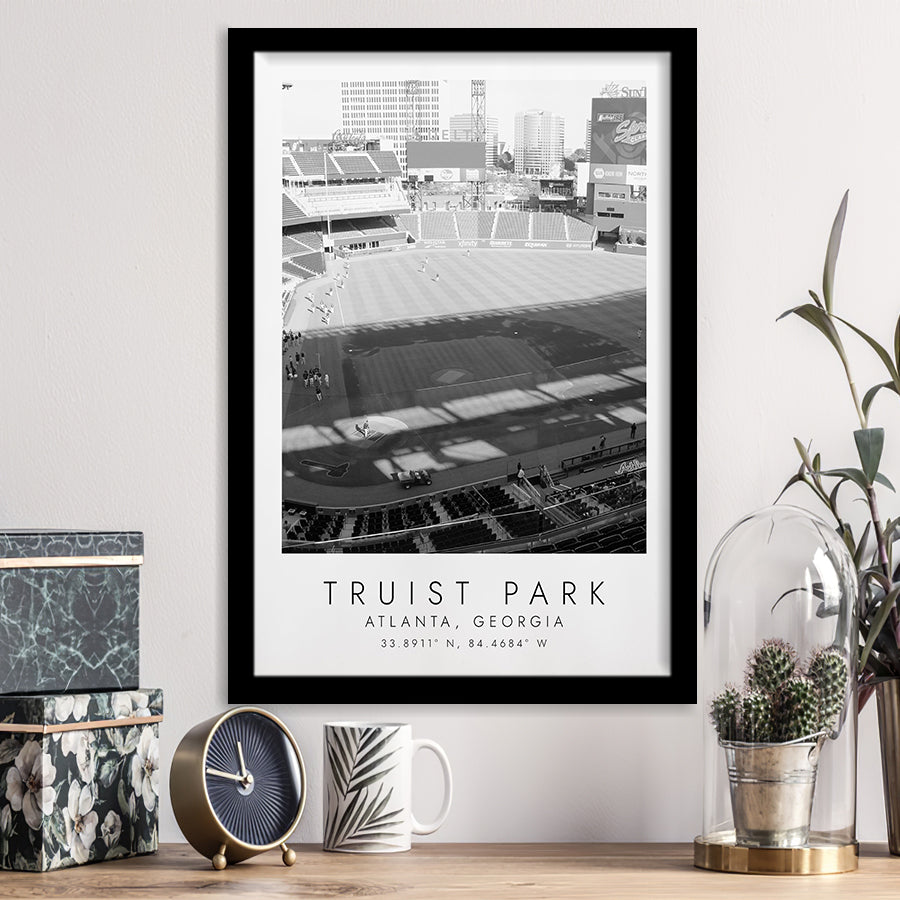 Truist Park Atlanta Braves Baseball Lovers Black And White Art Framed Art Prints Wall Art Decor, Framed Picture