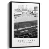 Truist Park Atlanta Braves Baseball Lovers Black And White Art Framed Canvas Prints Wall Art Home Decor, Floating Frame