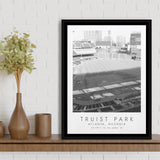 Truist Park Atlanta Braves Baseball Lovers Black And White Art Framed Canvas Prints Wall Art Home Decor, Floating Frame