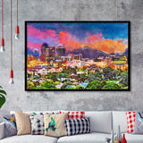 Tucson Arizona Usa Downtown Skyline Sentinel City Art Watercolor Framed Art Prints Wall Art Decor,Framed Picture
