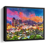 Tucson Arizona Usa Downtown Skyline Sentinel City Art Watercolor Framed Canvas Prints Wall Art Home Decor,Floating Frame