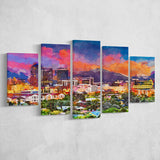 Tucson Arizona Usa Downtown Skyline Sentinel 5 Pieces Mixed Canvas Prints Wall Art Home Decor
