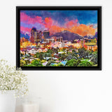 Tucson Arizona Usa Downtown Skyline Sentinel City Art Watercolor Framed Canvas Prints Wall Art Home Decor,Floating Frame