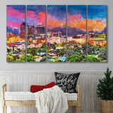Tucson Arizona Usa Downtown Skyline Sentinel 5 Pieces Extra Large Canvas Prints Wall Art Home Decor