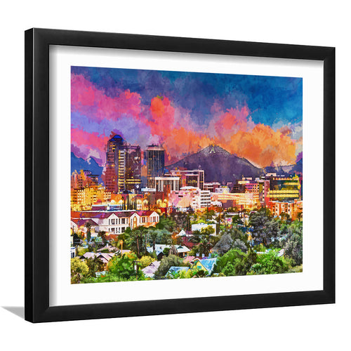 Tucson Arizona Usa Downtown Skyline Sentinel City Art Watercolor Canva –  UnixCanvas