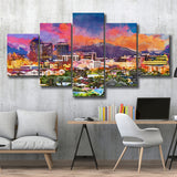 Tucson Arizona Usa Downtown Skyline Sentinel 5 Pieces Mixed Canvas Prints Wall Art Home Decor