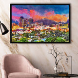 Tucson Arizona Usa Downtown Skyline Sentinel City Art Watercolor Framed Canvas Prints Wall Art Home Decor,Floating Frame