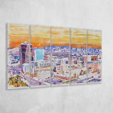 Tucson Watercolor Tucson Arizona, 5 Pieces B, Multi Panel Canvas Prints Wall Art Decor