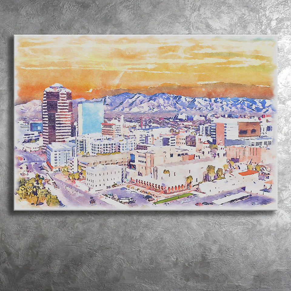 Tucson Watercolor Tucson Arizona, Sport Art Prints Fan Gift, Canvas Prints Wall Art Decor
