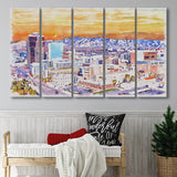 Tucson Watercolor Tucson Arizona, 5 Pieces B, Multi Panel Canvas Prints Wall Art Decor