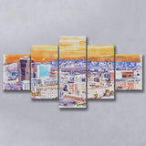Tucson Watercolor Tucson Arizona, 5 Pieces, Multi Panel Canvas Prints Wall Art Decor