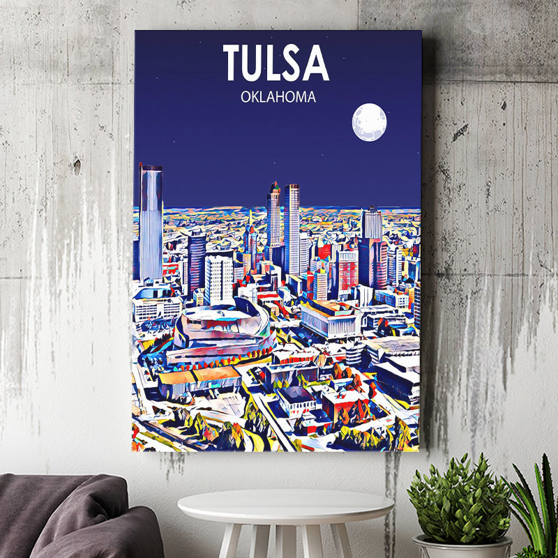 Tulsa OK Art V1 ,City Art Print, Large Canvas, Canvas Print Wall Art Home Decor