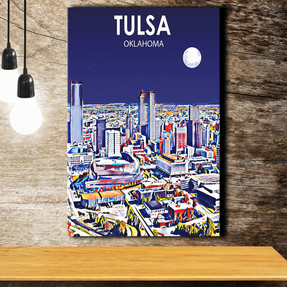Tulsa OK Art V1 ,City Art Print, Large Canvas, Canvas Print Wall Art Home Decor
