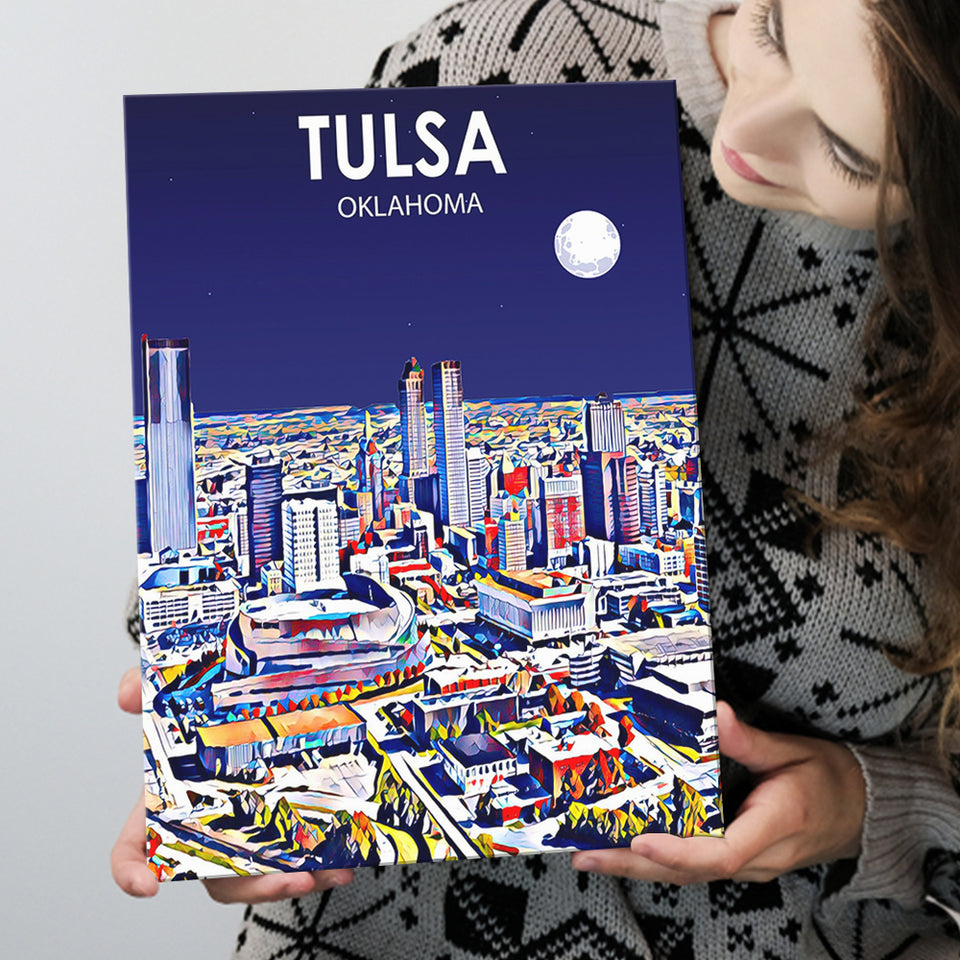 Tulsa OK Art V1 ,City Art Print, Large Canvas, Canvas Print Wall Art Home Decor