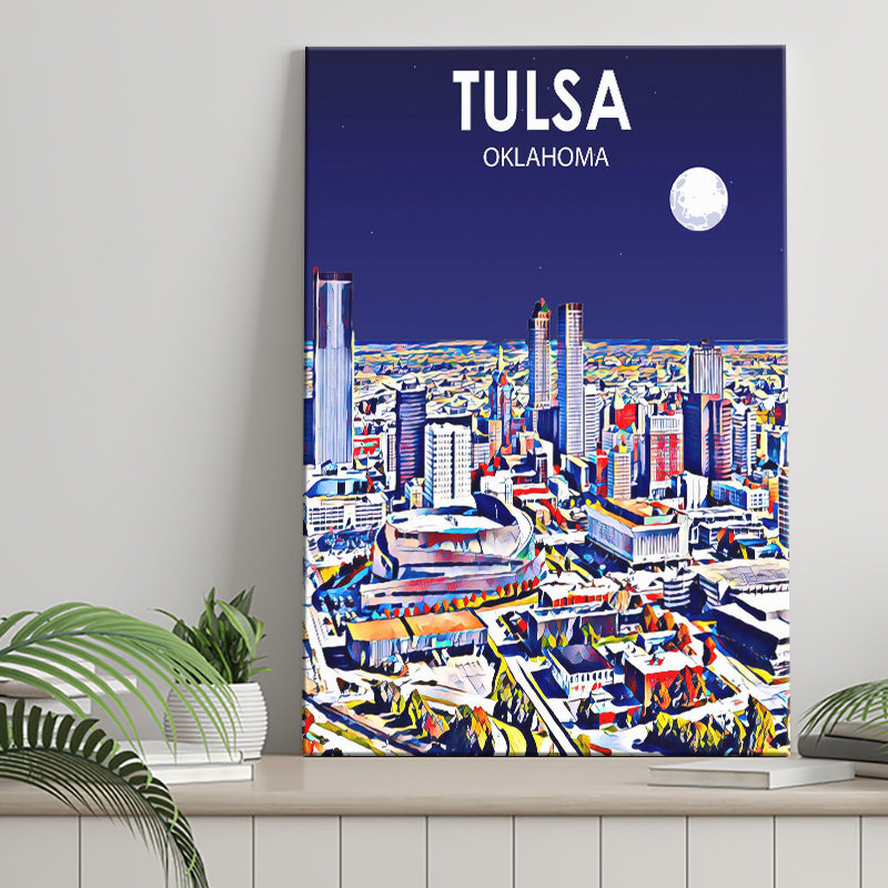Tulsa OK Art V1 ,City Art Print, Large Canvas, Canvas Print Wall Art Home Decor