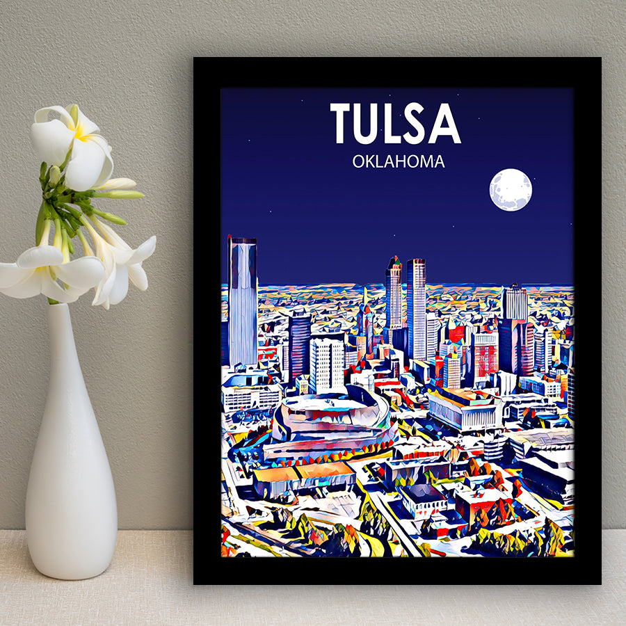 Tulsa OK Art V1, City Art Print, Framed Art Print Wall Art Home Decor, Framed Picture