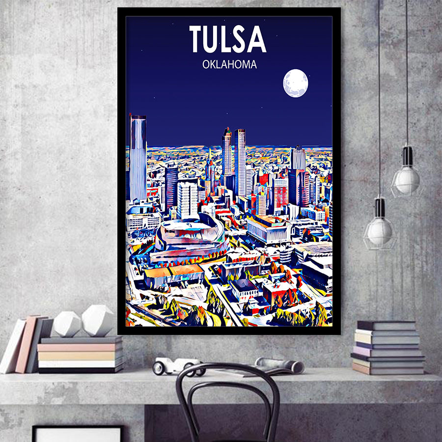 Tulsa OK Art V1, City Art Print, Framed Art Print Wall Art Home Decor, Framed Picture