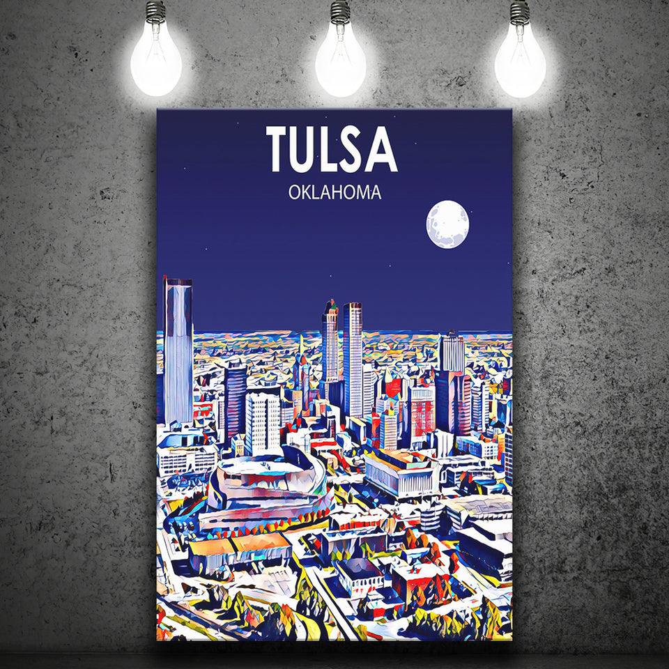 Tulsa OK Art V1 ,City Art Print, Large Canvas, Canvas Print Wall Art Home Decor