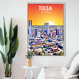 Tulsa OK Art, Large Canvas, Framed Canvas Print Wall Art Home Decor, Floating Frame