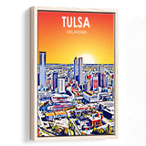 Tulsa OK Art, Large Canvas, Framed Canvas Print Wall Art Home Decor, Floating Frame
