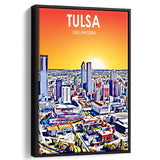 Tulsa OK Art, Large Canvas, Framed Canvas Print Wall Art Home Decor, Floating Frame