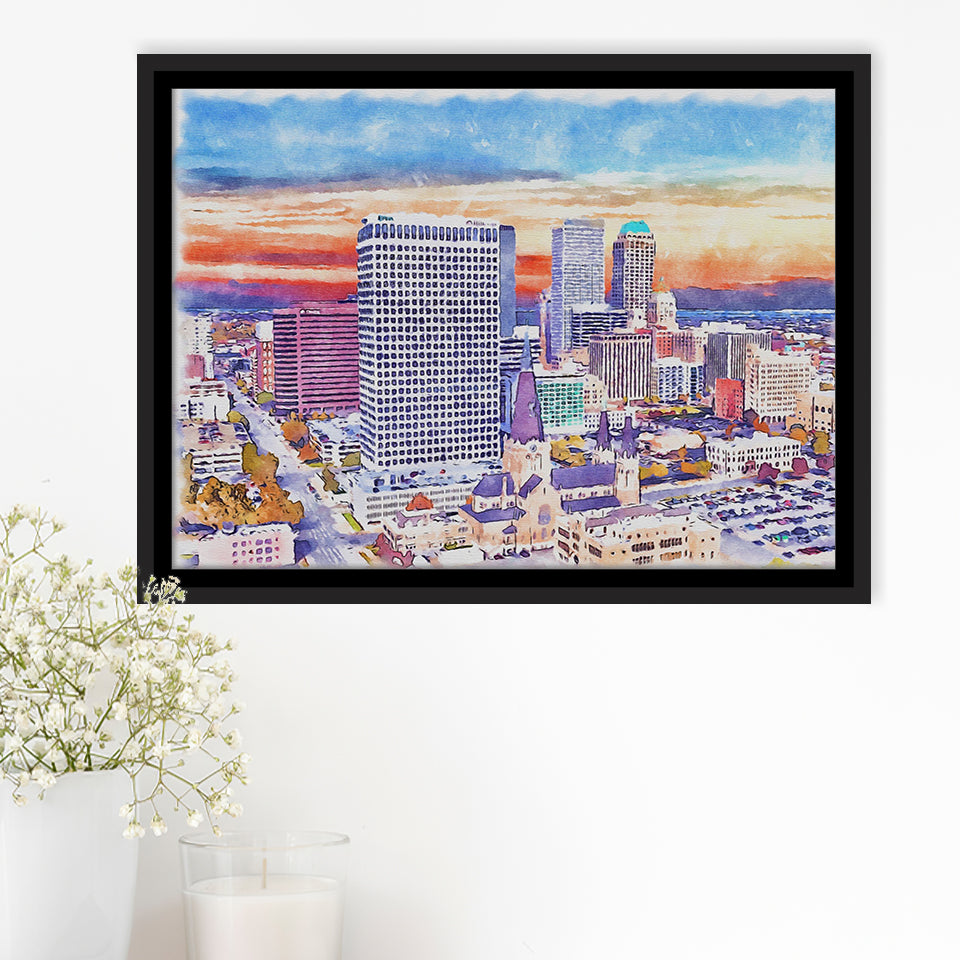 Tulsa Watercolor Tulsa Oklahoma, Sport Art Prints Fan Gift, Framed Canvas Prints Wall Art Decor