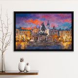 Turin Italy Piazza San Carlo During City Art Watercolor Framed Canvas Prints Wall Art Home Decor,Floating Frame